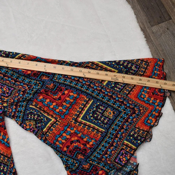 Luukse Multicolor Boho Crop Top Sz S Button Front Southwestern Tribal Dance - Picture 14 of 16